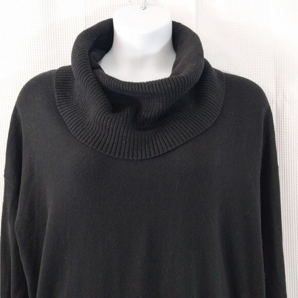 MICHAEL KORS! STRIKING BLACK KNIT, OVERSIZED, FRINGED COWL SWEATER! SZ 2X - Picture 3 of 11